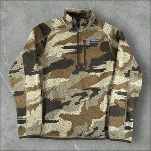 Patagonia Better Sweater Mens Small Brown Camouflage Half Zip Fleece Cozy Preppy